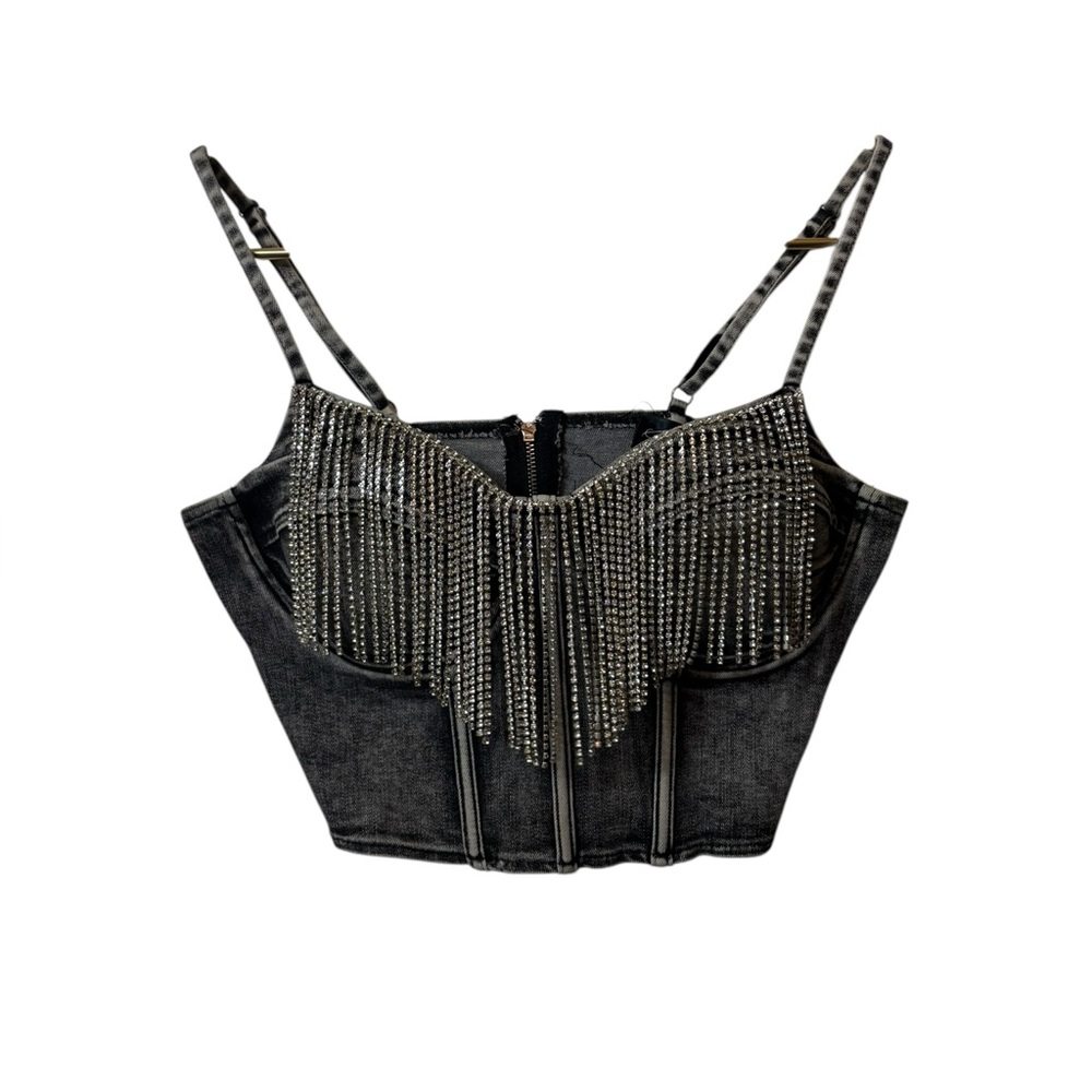 SAY WHAT | denim corset bustier small